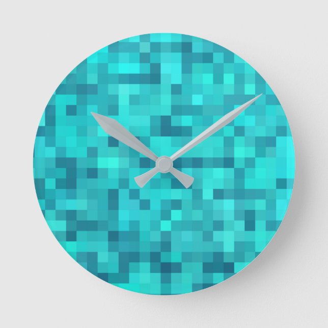 Turquoise Teal Blue Pattern Runde Wanduhr (Vorderseite)