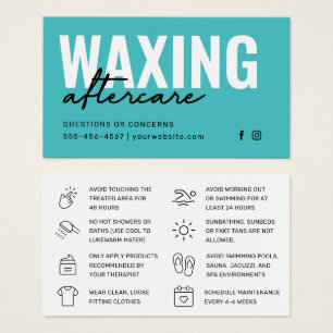 Turquoise Teal Waxing Aftercare Card Hair Removal