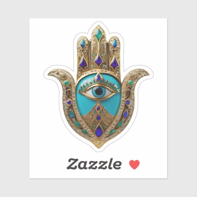 Turquoise Third Eye Hamsa Aufkleber (Blatt)