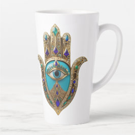 Turquoise Third Eye Hamsa Milchtasse