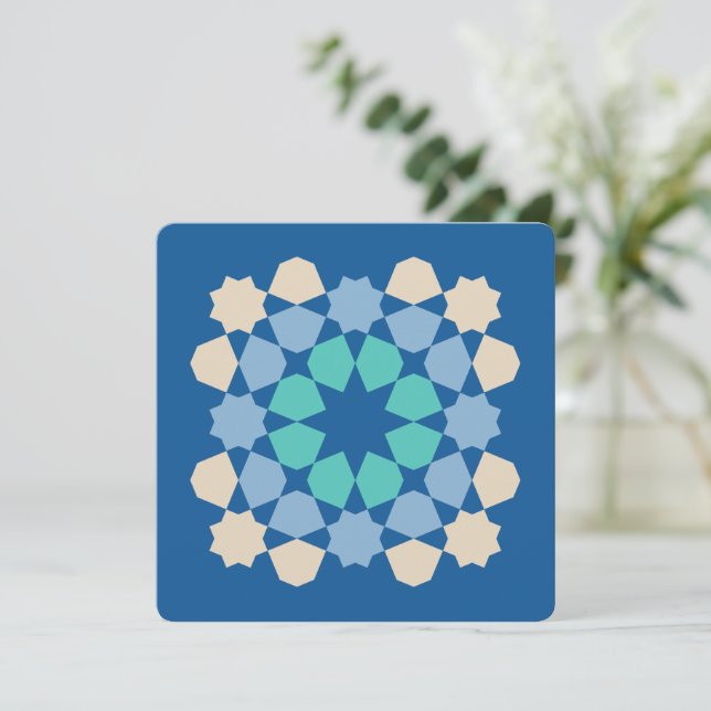 Turquoise Tranquility Tile (customizable) Mitteilungskarte (Stehend Vorderseite)