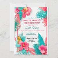 Turquoise Tropical Bachlorette Party Einladung