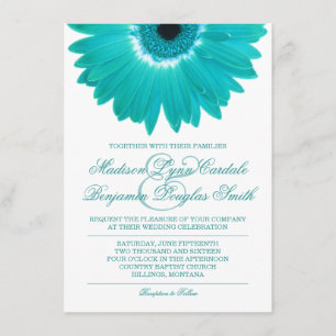 Turquoise Turquoise Aqua Daisy Invitations de mari