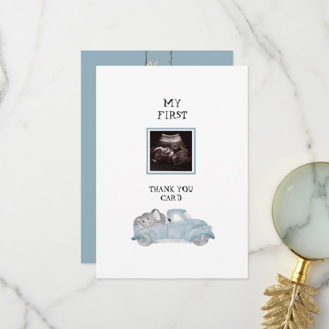 Turquoise Ultrasound Camion Funny Baby Merci (Devant/Arrière en situation)