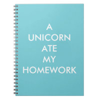 Turquoise UN UNICORN MANGE MON Carnet DE TRAVAIL M