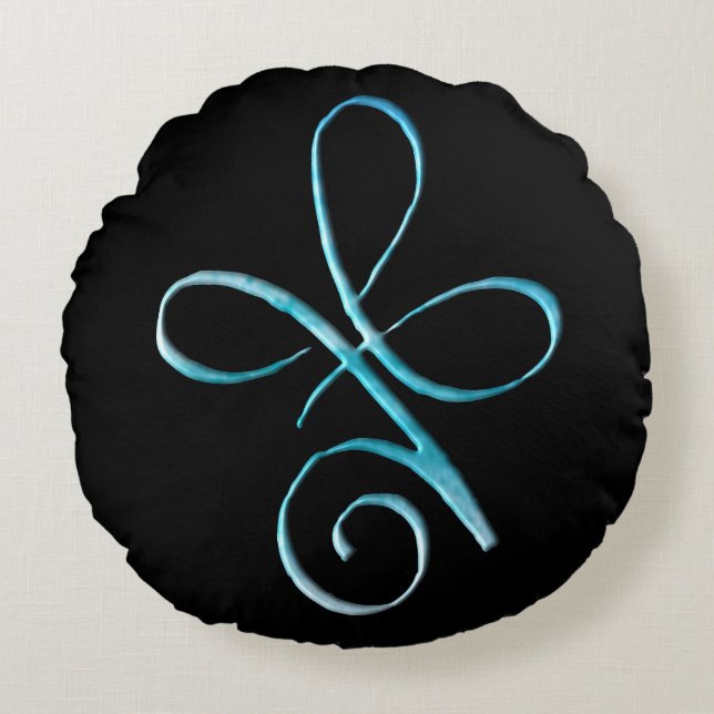 Turquoise Unconditional Love Rundes Kissen (Vorderseite)