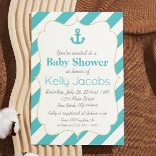 Turquoise und Gold Nautical Baby Dusche Einladung