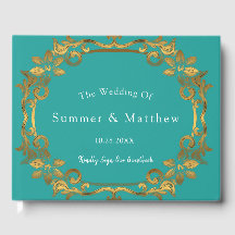 Turquoise und Gold Wedding Guest Book