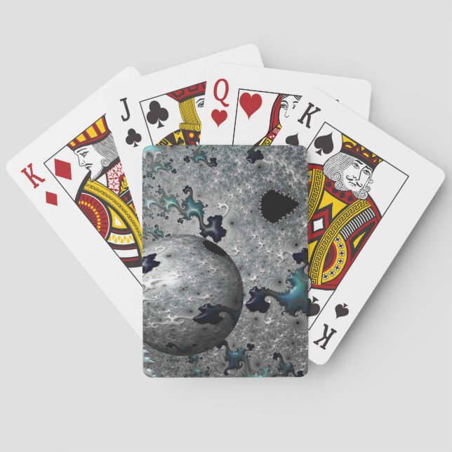 Turquoise und Silver Mandelbrot Spielkarten (Rückseite)