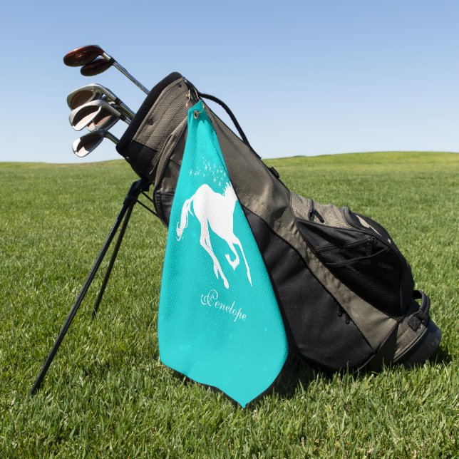 Turquoise Unicorn Serviette de golf personnalisée (Vert)