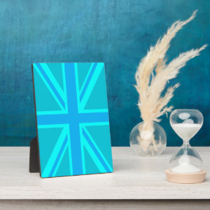 Turquoise Union Jack British Flag Design Fotoplatte