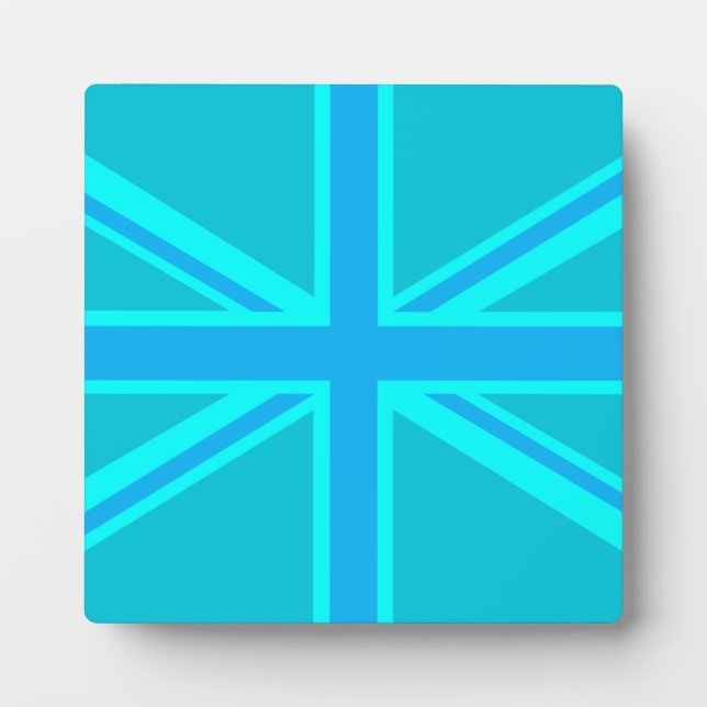 Turquoise Union Jack British Flag Design Fotoplatte (Vorderseite)