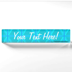 Turquoise Union Jack British Flag Design Namensplakette