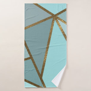 Turquoise Vert Bleu & Bronze Géométrique Mousse de