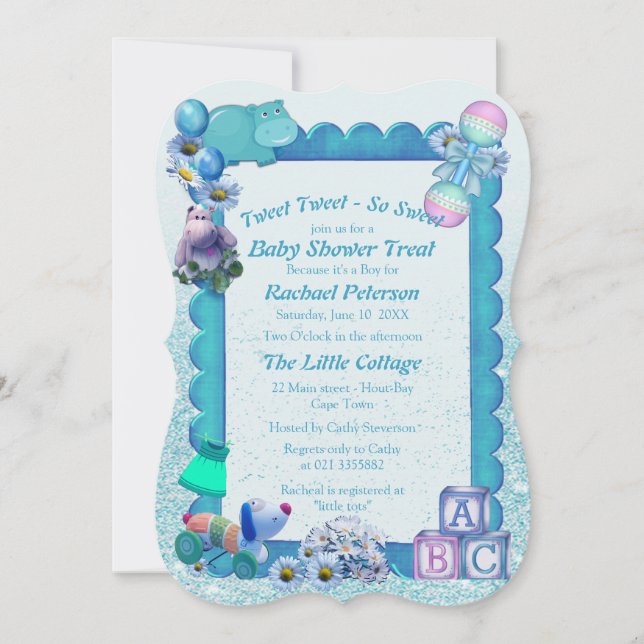 Turquoise Vert Bleu Cadre photo Invitation (Devant)