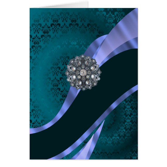 Turquoise vert damas et ruban (Devant)