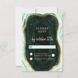 Turquoise Vert & Or Agate Marbre Mariage RSVP Répo