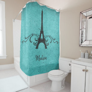 Turquoise Vintage Français Flourissant rideau de d