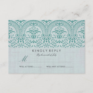 Turquoise Vintage Mariage damassé RSVP
