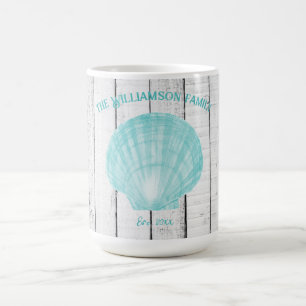 Turquoise Vintage Pétoncle de café Mug