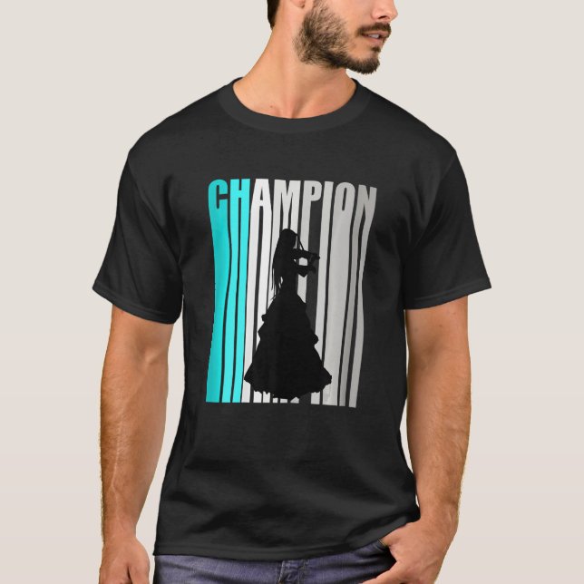 Turquoise Violin Champion Retro Design Orchestra V T-Shirt (Vorderseite)