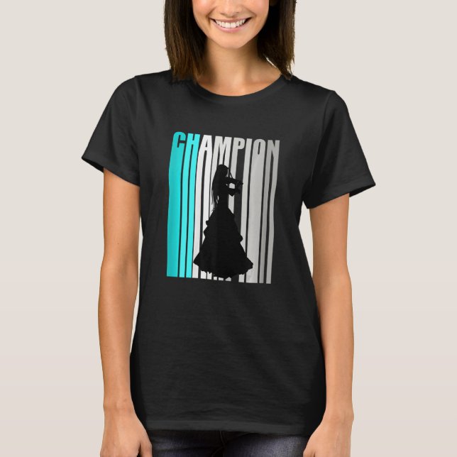 Turquoise Violin Champion Retro Design Orchestra V T-Shirt (Vorderseite)