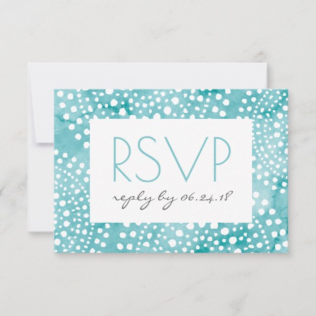Turquoise Watercolor Bali Boho UAWG RSVP Karte (Vorderseite)
