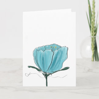 Turquoise Watercolor Flower Card Karte