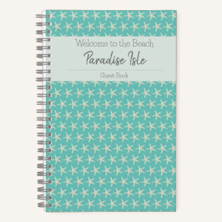 Turquoise Watercolor Starfish Gästebuch Notizbuch