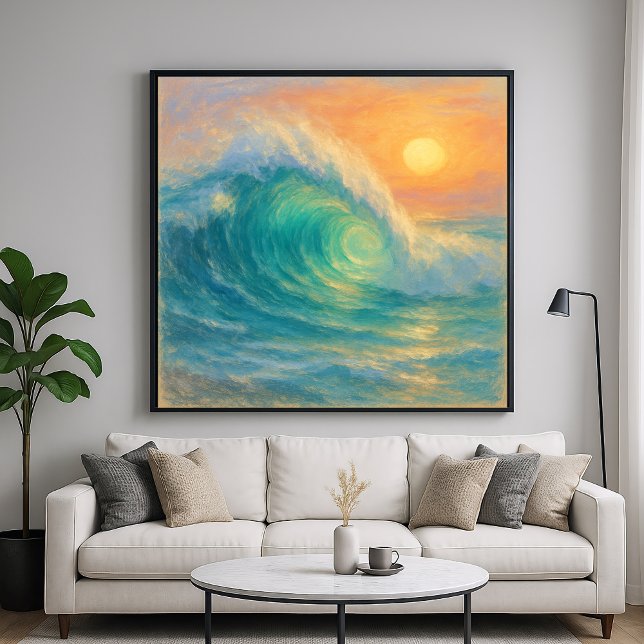 Turquoise Wave - Pastel Painting Style Art Poster (Von Creator hochgeladen)