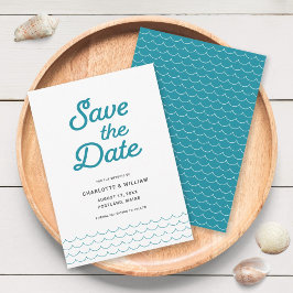 Turquoise Waves Save the Date Card