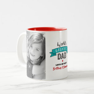 Turquoise Welt Bester Vater 2 Foto Bold Modern Zweifarbige Tasse