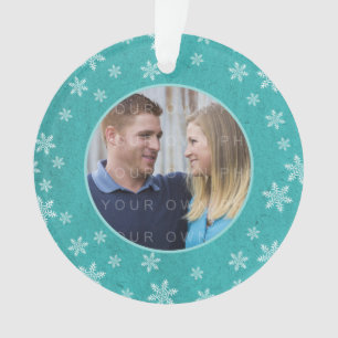 Turquoise Whimsical Snowflakes Ornement photo de v