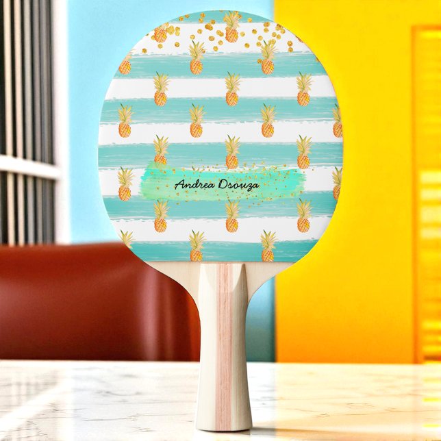 Turquoise White Gold Ananas Sommer Tischtennis Schläger (Von Creator hochgeladen)
