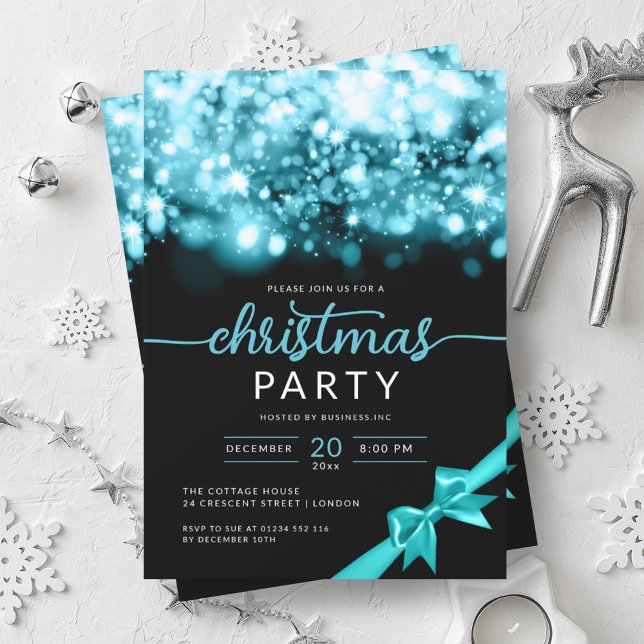 Turquoise Winter Sparkling Company Xmas Party Einladung (Turquoise Winter Sparkling Company Xmas Party Invitation)
