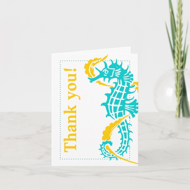 Turquoise, yellow wedding Thank You Dankeskarte (Vorderseite)