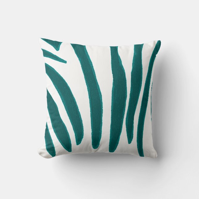 Turquoise Zebra Stripes Coussin (Recto)