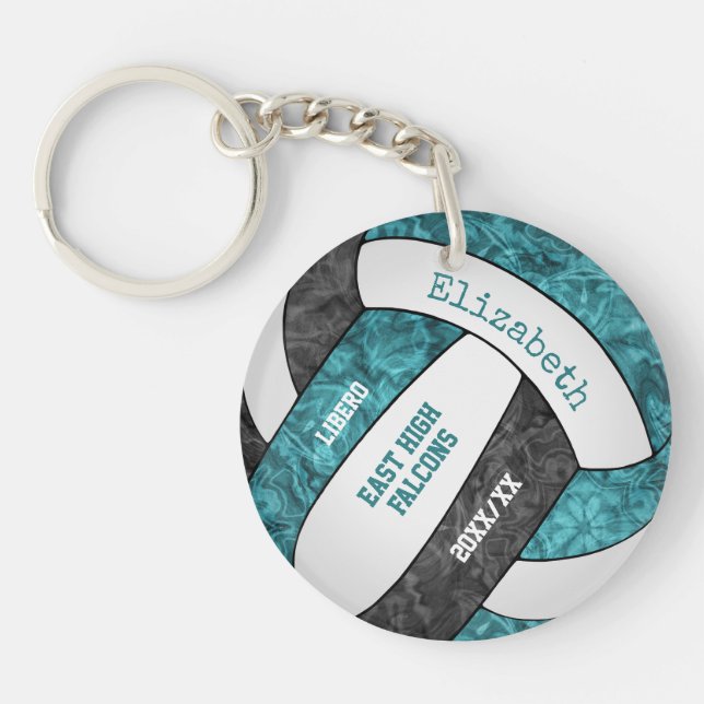 Turquoises filles noires sports de volley-ball (Devant)