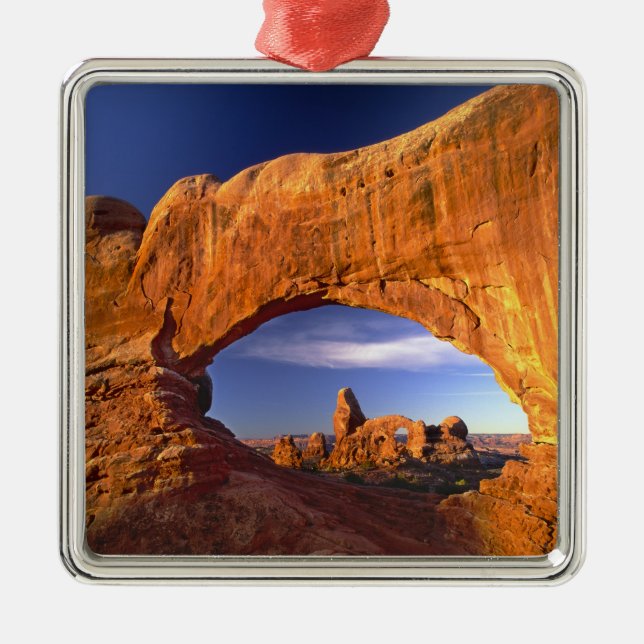 Turret Arch, Arches National Park, Utah, USA Silbernes Ornament (Vorne)