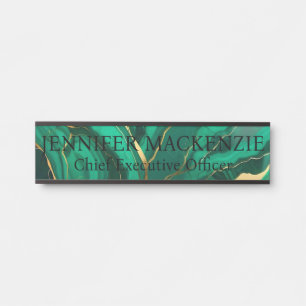 Türschild aus grün-goldenem Kunstmarmor für Büros