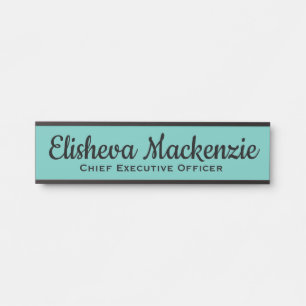 Türschild für Büro in Türkis Blau Namensschild