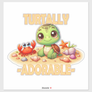 Turtally Adorable fun pudeln Niedlich Turtle Carto Aufkleber