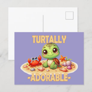 Turtally Adorable fun pudeln Niedlich Turtle Carto Postkarte