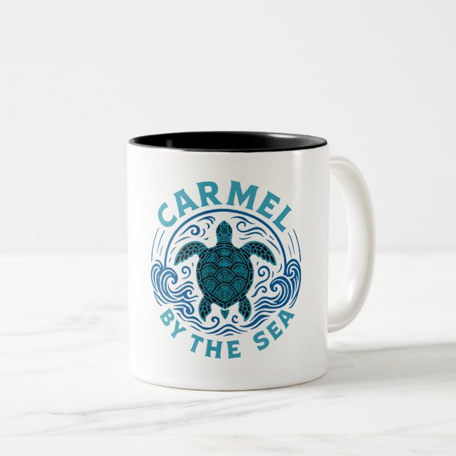 Turtel Carmel am Strand California Zweifarbige Tasse (VorderseiteRechts)