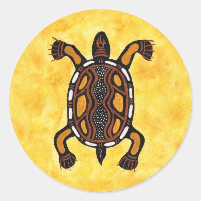 Turtle - Aboriginal Inspirred Art Painting Runder Aufkleber (Vorderseite)