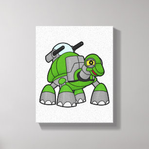 Turtle als Roboter mit Cannons Leinwanddruck