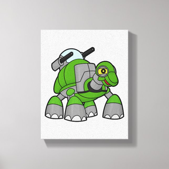 Turtle als Roboter mit Cannons Leinwanddruck (Vorderseite)