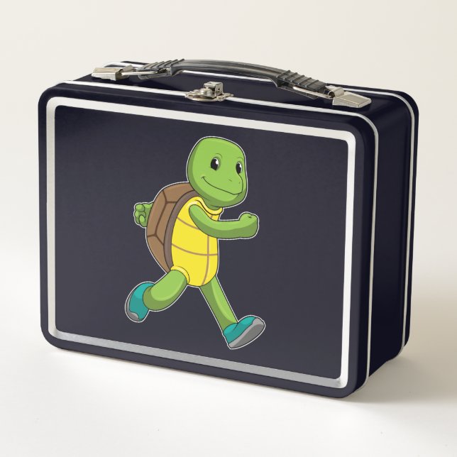 Turtle als Runner beim Laufen Metall Brotdose (Vorderseite)