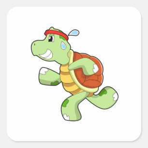 Turtle als Runner Quadratischer Aufkleber
