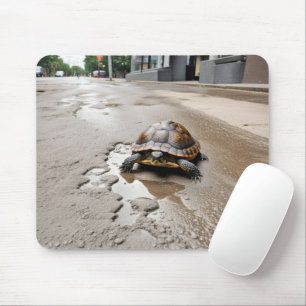 Turtle and City Pothole Puddle Mousepad